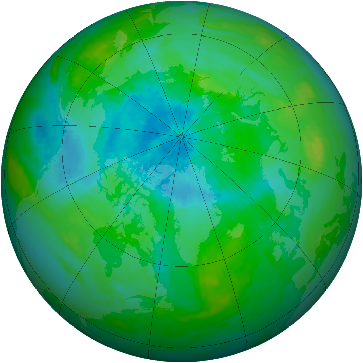 Arctic ozone map for 27 August 1990